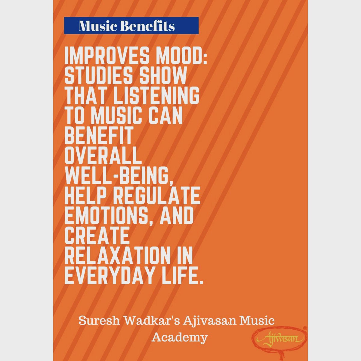 Isn’t it interesting how hearing a particular song can bring back a special memory or make you feel happy or calm or pumped up?

#ajivasan #musicbenefits#mondaybenefits #ajivasanmusicacademy#ajivasanmusic#onlinemusic#musiclovers#onlinemusiclessons #blessedlife #ajivasanevents