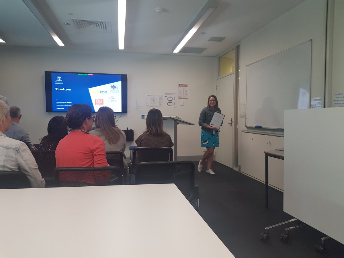 DrCChamberlain's tweet photo. So proud of @HerisChristina presenting her terrific work about tobacco smoking uptake among aboriginal young people. Great work Christina! Will be so valuable for services tackling this important issue. @RewriteURstory @TobaccoFreeKids @lowitja @SandraEades https://t.co/0KNZihL64f
