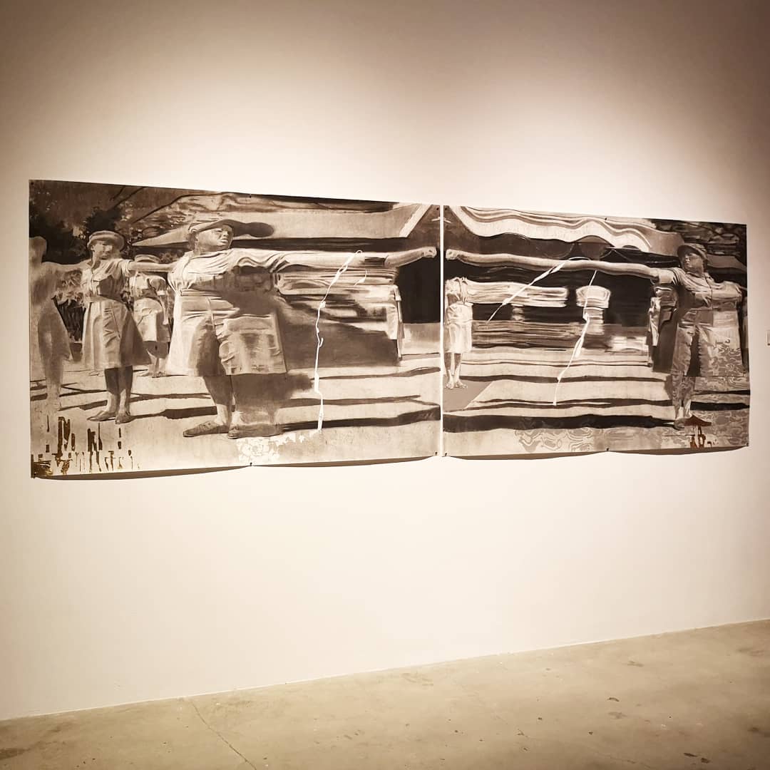 MTcurating's tweet photo. Amazing opening last night @MOCAGA artist #CosmoWhyte 's exhibition' Beneath Its Tongue The Fish Rolls The Hook ToSharpen Its Cadence' with references to the Brixton Riots, with a beautifully curtained entrance https://t.co/NZSjMTGr6t