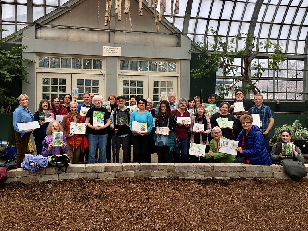 Great turnout today for our November sketch crawl at the #garfieldparkconservatory #uskchicago #urbansketchers