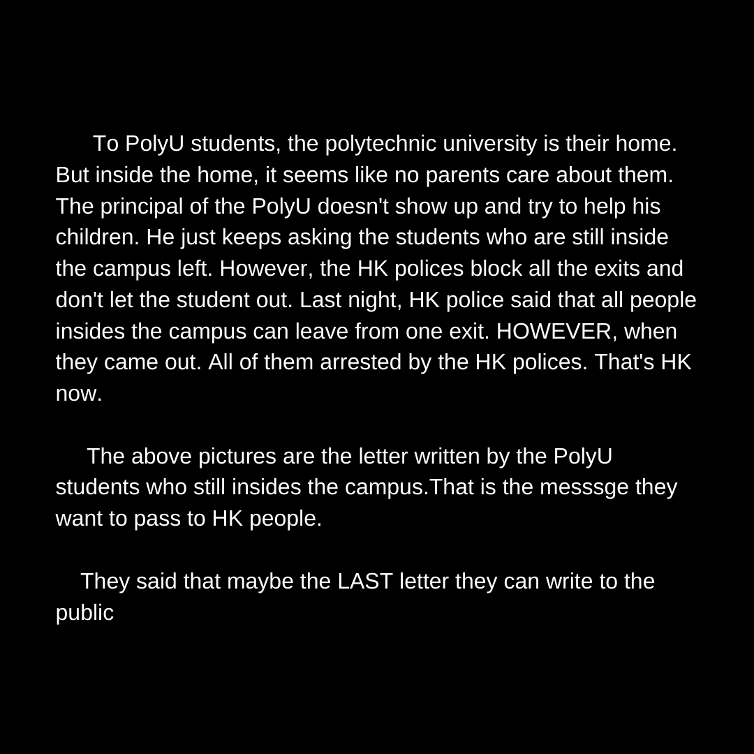 summerkiu's tweet photo. just try my best to spread out what is happening in HK in English.
#HongKongProtests #PolyUHK #HongKongPoliceTerrorism #SOSHK https://t.co/jW8zrjZgIV