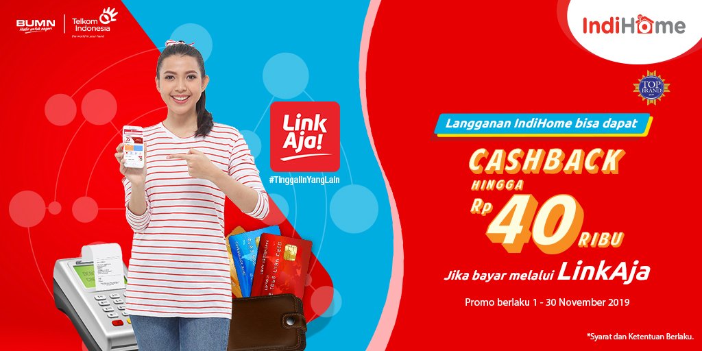Mau bayar tagihan IndiHome dapat cashback hingga Rp40ribu? 

Bagi pelanggan IndiHome yang baru pertama kali melakukan pembayaran tagihan di LinkAja, bisa langsung dapat cashbacknya!

Promo berlaku hingga 30 November 2019.

#IndiHomeSeruTerus