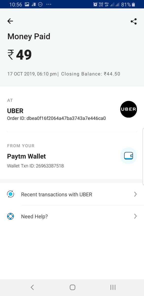 ZodiacSeven's tweet photo. Money deducted for @Uber pass by @Paytm but pass not provided. Please provide the pass or refund, @Paytmcare - nice scam, you were hoping I would not notice that you stole my money? Transaction details below. https://t.co/Gu36RmPNMB