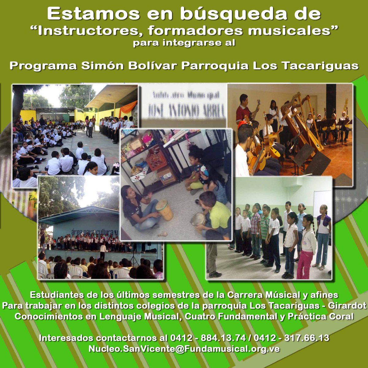 Atención! estamos en la búsqueda de Formadores Integrales para forma parte del Programa Simón Bolívar de nuestro #NucleoSanVicente #Maracay para nuestro periodo académico 2019-2020. Estudiantes de música, graduados y afines. Medio Tiempo, beneficios sociales. #RTExtraLife