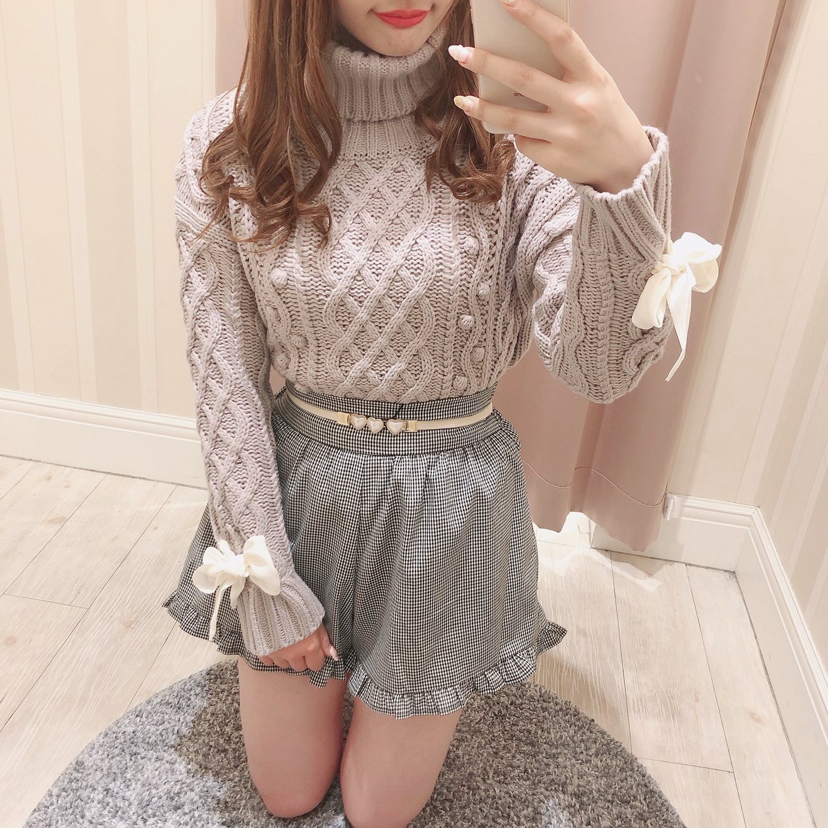 東京正規取扱店 - evelyn フェザータートルニット ワンピース ピンク