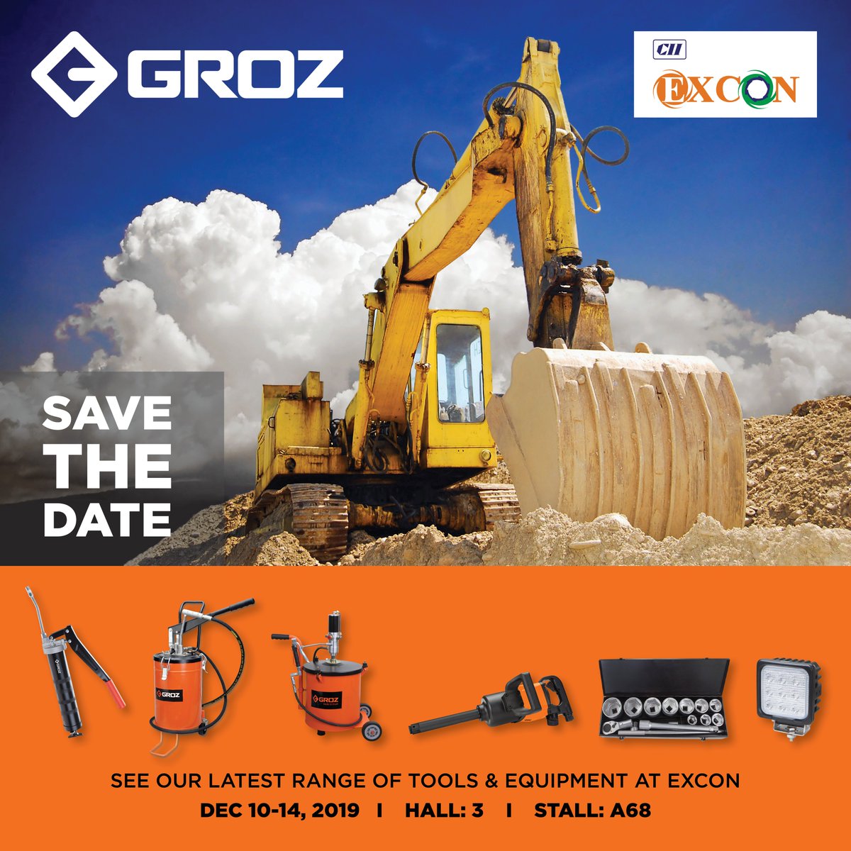 Come &amp; Visit us to see our #advanced range of #tools &amp; equipment at #EXCON in Bengaluru.

Hall 3 | Stand A68 | 10th - 14th December 2019

Book a meeting: marketing@groz-tools.com

#Groz #EXCON2019 #construction #industry #india