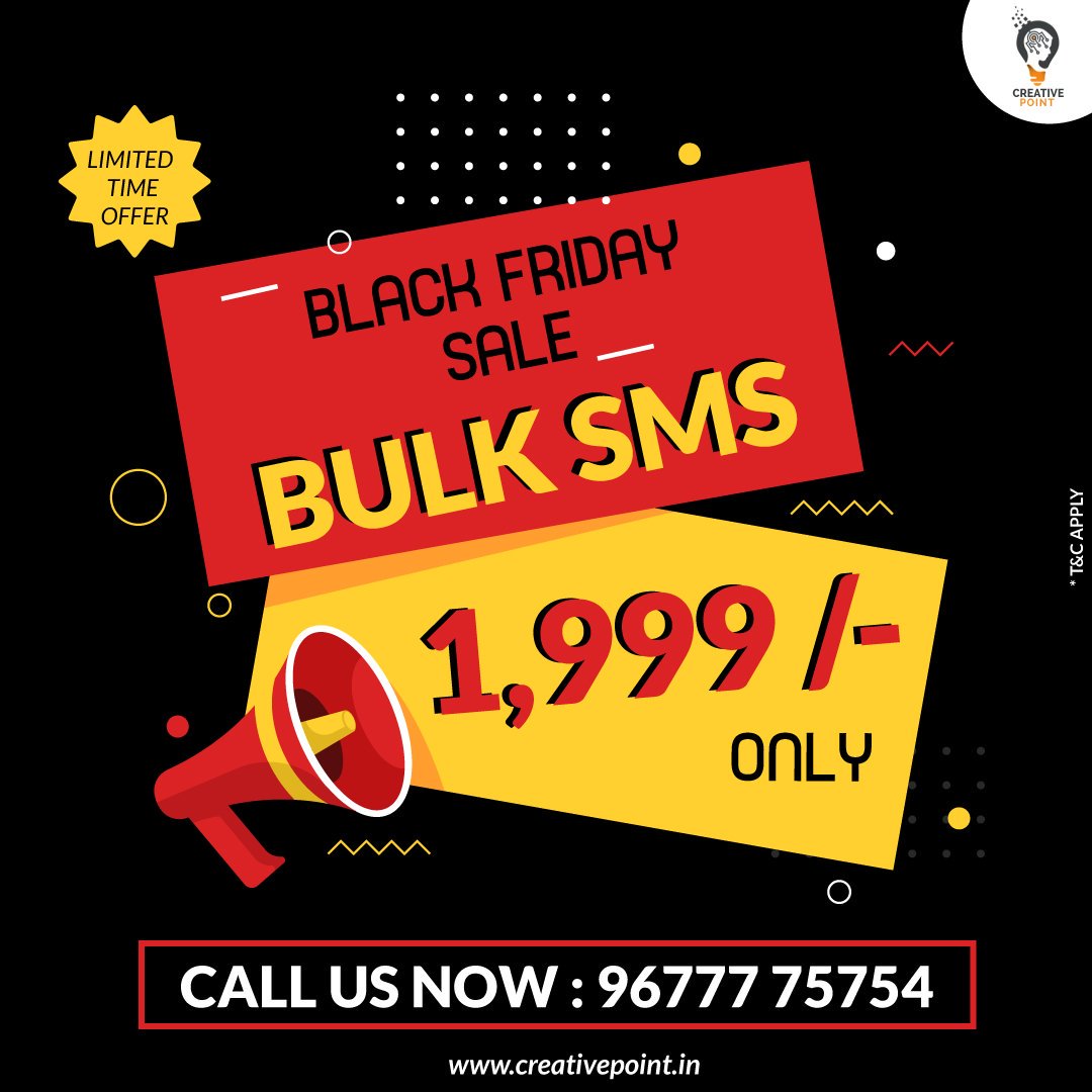 bulksmsprovider's tweet image. Get the attractive offer on &quot;Bulk SMS&quot; for this &quot;#Blackfridaysale&quot; &amp;amp; start doing your festival season business promotions for increasing your sales.

#creativepoint #lowcostbulksms #blackfridaysaleincoimbatore #bulksms 

Call us now : 96777 75754
Website: creativepoint.in