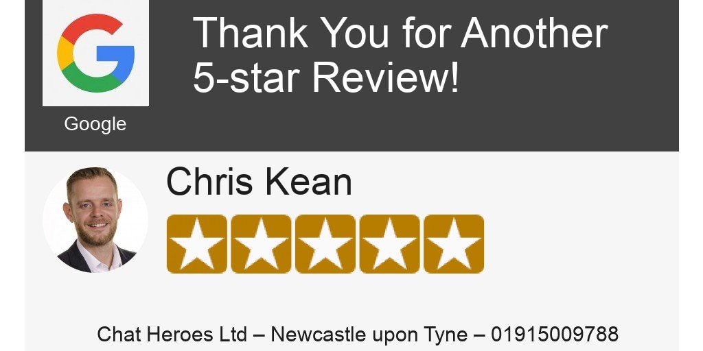 ChatHeroes's tweet photo. Wow!  Chris Kean just left a 5-star Review:   I'd like to thank Paul and the Chat Heroes t https://t.co/tbTQRYN7yM https://t.co/C0Qcmtyktr