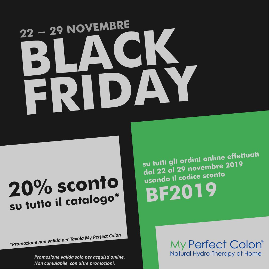 MyPerfectColon's tweet image. BLACK FRIDAY | SCONTO 20% SU TUTTO IL CATALOGO

Acquista i prodotti MyPerfectColon scontati del 20% con il codice

BF2019

Offerta valida dal 22/11 al 29/11.

Scopri di più: myperfectcolon.com

#BlackFriday