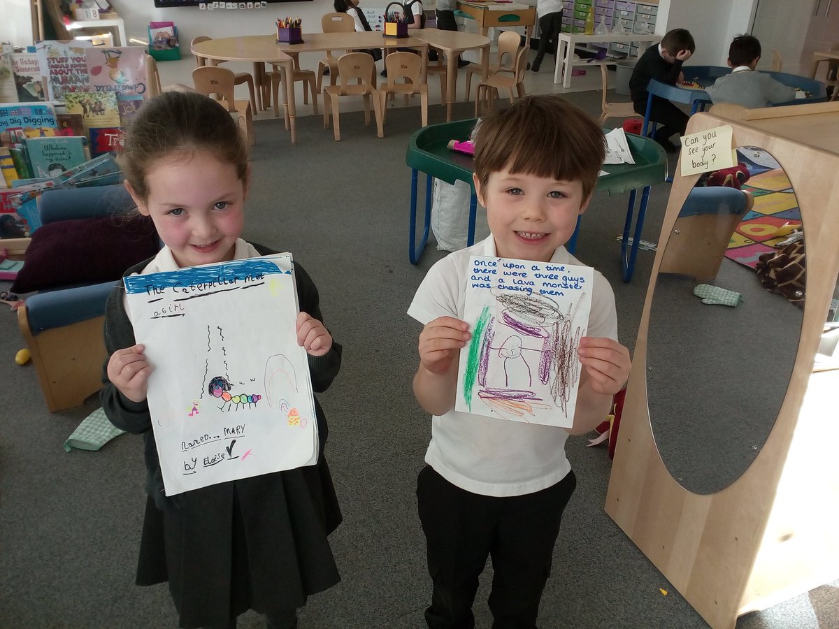 stclarespserc's tweet photo. What a great start to @BookWeekScot 📓📚The children are enjoying writing stories and becoming authors and we have even been acting them out after being inspired at the early years conference on Saturday! #helicopterstories #ERCLeadingLearning @TrishaLeeWrites https://t.co/w0GdWH6FMJ