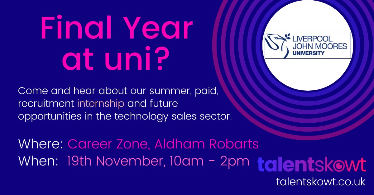 LJMUCareers's tweet photo. @Talentskowt will at Aldham Robarts library tomorrow
🚩19th November, 10am-2pm
Come have a chat, get to know more about them and how they can help you &amp; your career😊
#ljmucareers #ljmustudent #ljmutalentskowt https://t.co/WxNvjCEbDu