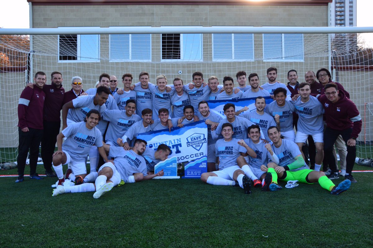 PASS4soccer's tweet photo. There was success for male and female clients in the @TheMountainEast Conference on Sunday. Firstly, @ucwv_msoccer won the title with defender Adam Robinson starting and Assistant Coach Daniel Smee on the touchline (both #PASS4 guys) 🏆 #Soccer #Champions #UCWV #Charleston #NCAA https://t.co/errgEeNPmo