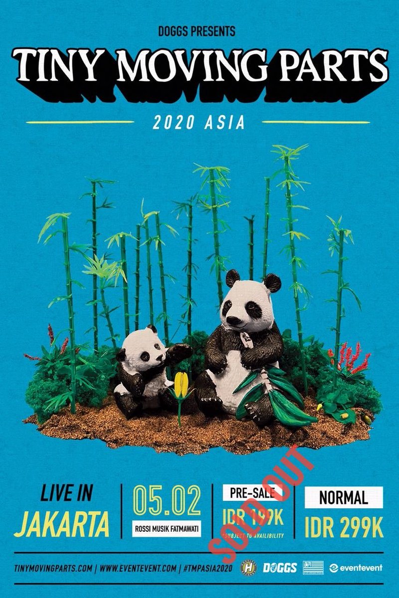 Tiket Tiny Moving Parts live Jakarta 5 Feb 2020 seharga 299k untuk offline Bandung dan sekitarnya bisa ke Jalan Jawa nomer 32
