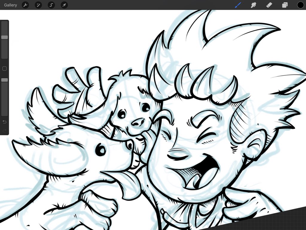 Inking a scene from the 5th book of a #childrensbook series. I suddenly miss having a #dog in the house. 💙

#bluebrickart #bluebrickartist #dc23art #donsuratos #illustration #procreate #cartoons