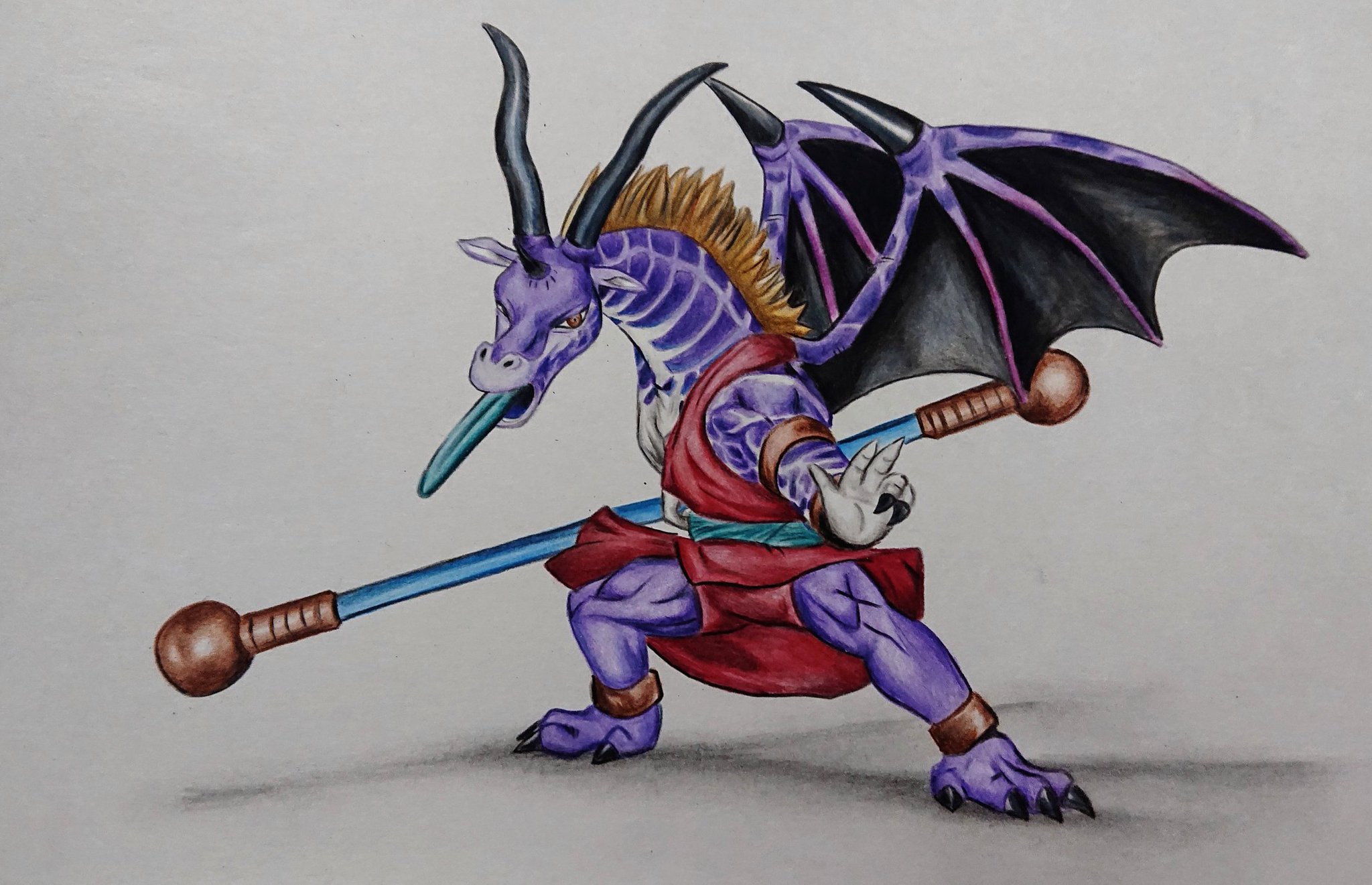 ケイ Dq10 紅蓮の魔剣士 色鉛筆で闇のキリンジ描きました しかし経験値上手すぎる ｺﾞｸﾘ Dq10 Dqx ドラクエ10 ドラクエx イラスト 色鉛筆画