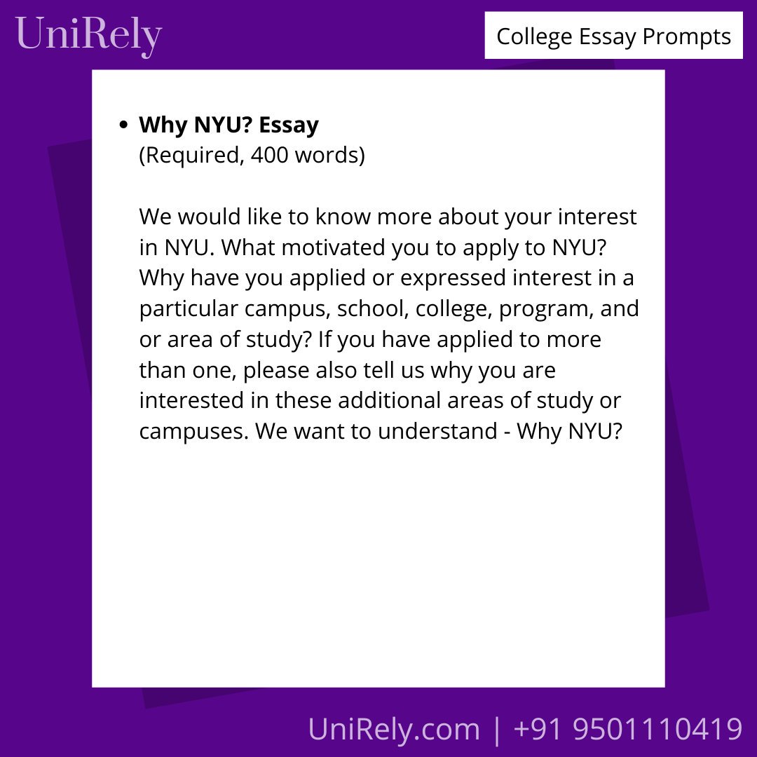 Supplement Essay Questions for #NewYorkUniversity (NYU). #unirely #suppleme...