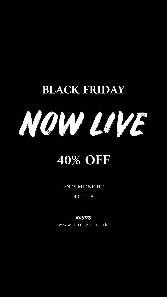 Black Friday Sale now LIVE 👈🏻 shop 40% OFF using code BLACKTAG40 at checkout 💥 offer ends midnight 30.11.19 #koutes #BlackFriday
