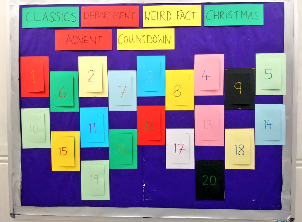 StGabsClassics's tweet photo. New display outside the classics room - attend at 10.10 every day for the ceremonial unveiling of a new classics fact! #Classics #display #teaching https://t.co/ExIpNZAHEK
