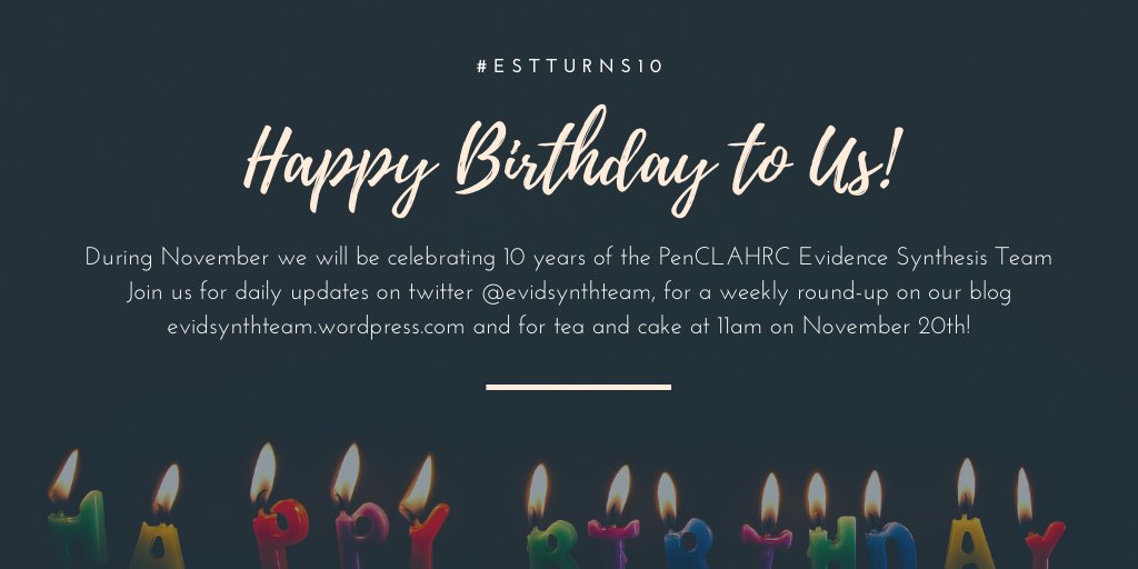 EvidSynthTeam's tweet image. Throughout November we’re celebrating our 10th birthday with @peninsula_ARC. This week we’ll be looking back on our research in #healthservicedelivery #ESTturns10