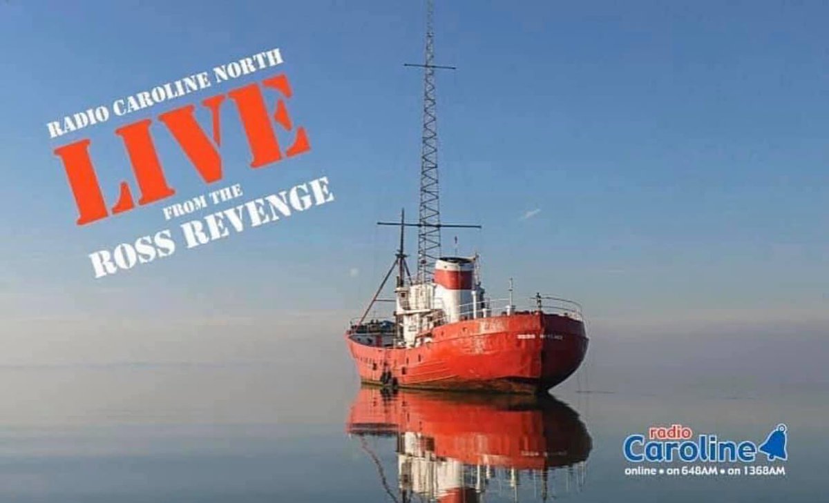 Radio Caroline North - LIVE from Ross Revenge, this weekend (23/24.11). The best music from 60s - early 90s. Listen on 648 AM South &amp; South-East, 1368 AM North &amp; North-West via Manx Radio, online radiocaroline.co.uk and on smart speakers. Broadcast sponsor Classic Rock Tours
