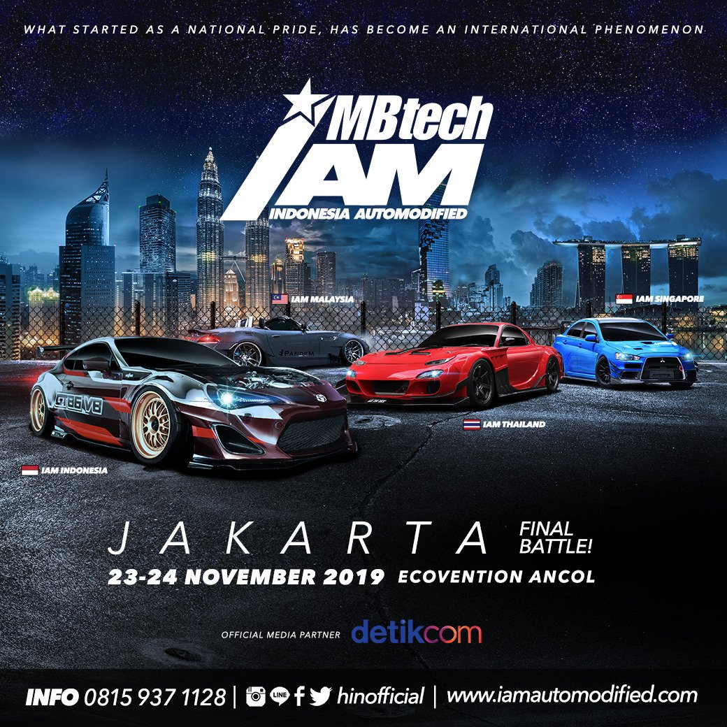 detikoto's tweet photo. INDONESIA AUTOMODIFIED (IAM MBTECH ) JAKARTA 2019
Saturday-Sunday
23-24 November 2019 (2 DAYS)
Ecovention Ancol.
More Info :
Husna : 0812-8546-9116
#IAM #iammbtech #cars2burgers #jakmodfest #hinofficial #iamalliance https://t.co/Bhc9ma8eGr