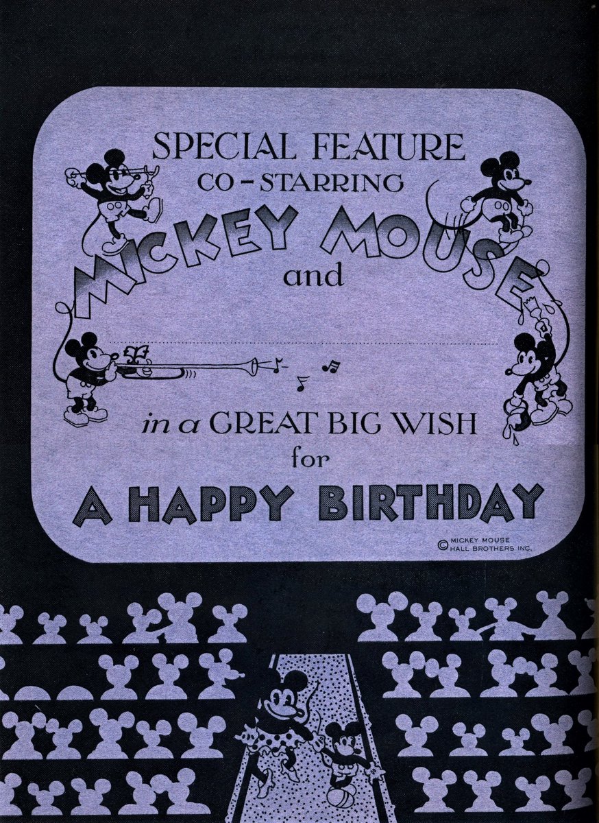 わとそん ミッキーマウス生誕祭 1932年にhall Brothers 現hallmark Cards から発売された グリーティングカード スクリーンの And の下に自分の名前を書けばミッキーとの共演映画のタイトルカードの出来上がりだ T Co Wawi3ks8gf