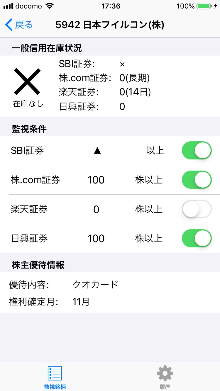 Ottilab 配当管理アプリ開発者 On Twitter 各証券会社の一般信用 売 在庫株数を一覧 表示 監視 通知するiphoneアプリをアップデートしました 在庫株数に弁済期限の表示を追加しました 株主優待のクロス取引等にご活用頂ければと思います Https T Co Uhoyckssqi
