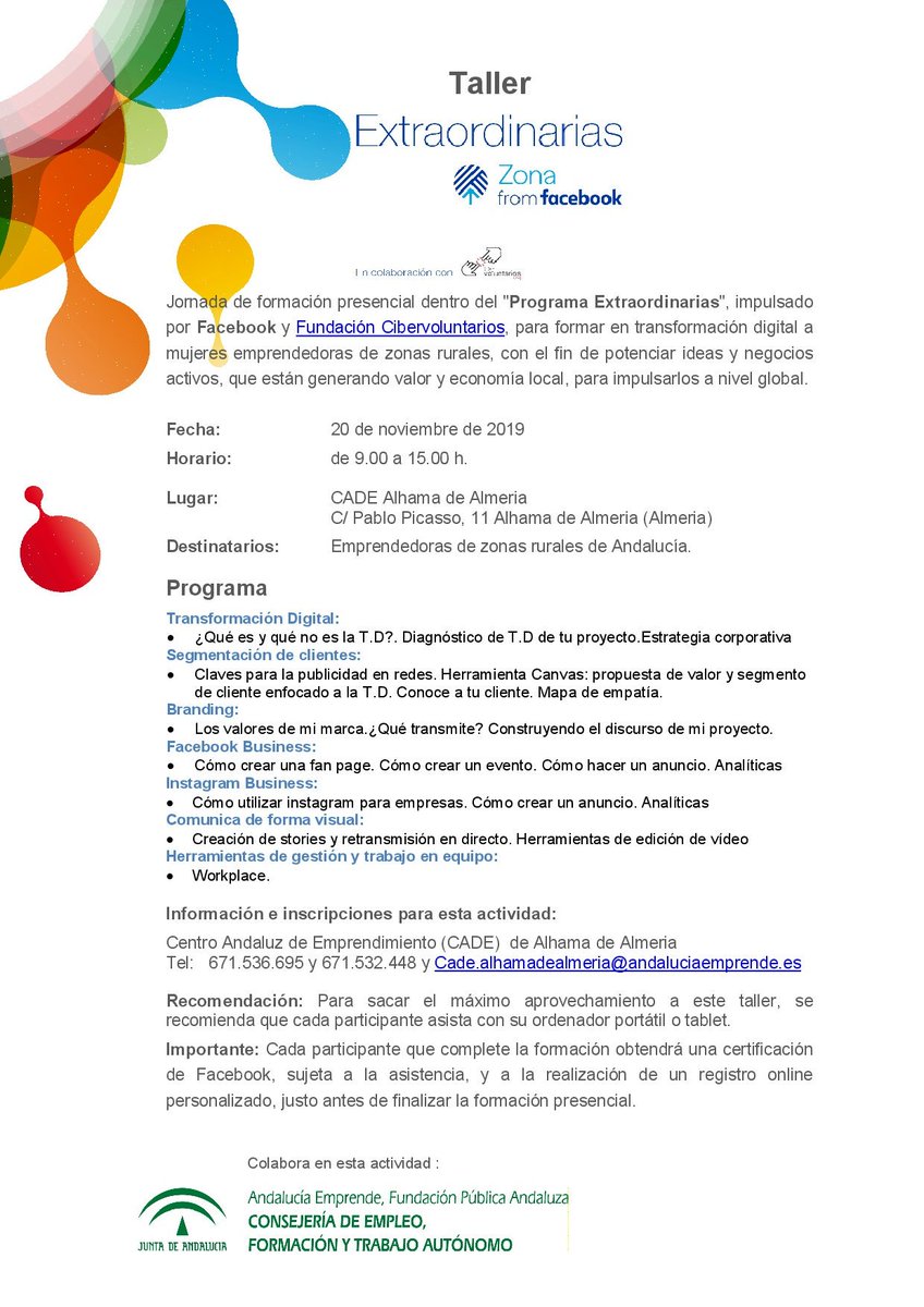 cadealmeria's tweet photo. #Emprendedoras‼️el próximo miércoles, 20/11, tenéis dos citas de #formación con @aemprende :
-#Taller "Extraordinarias" en #CADEAlhamadeAlmería
-#Jornada "La #Mujer #rural #emprende" en #CADECantoria
¡¡Súmate a la aventura de #emprender‼️😉  #emprendimiento  @cadealmeria https://t.co/uEib4Gx8n1