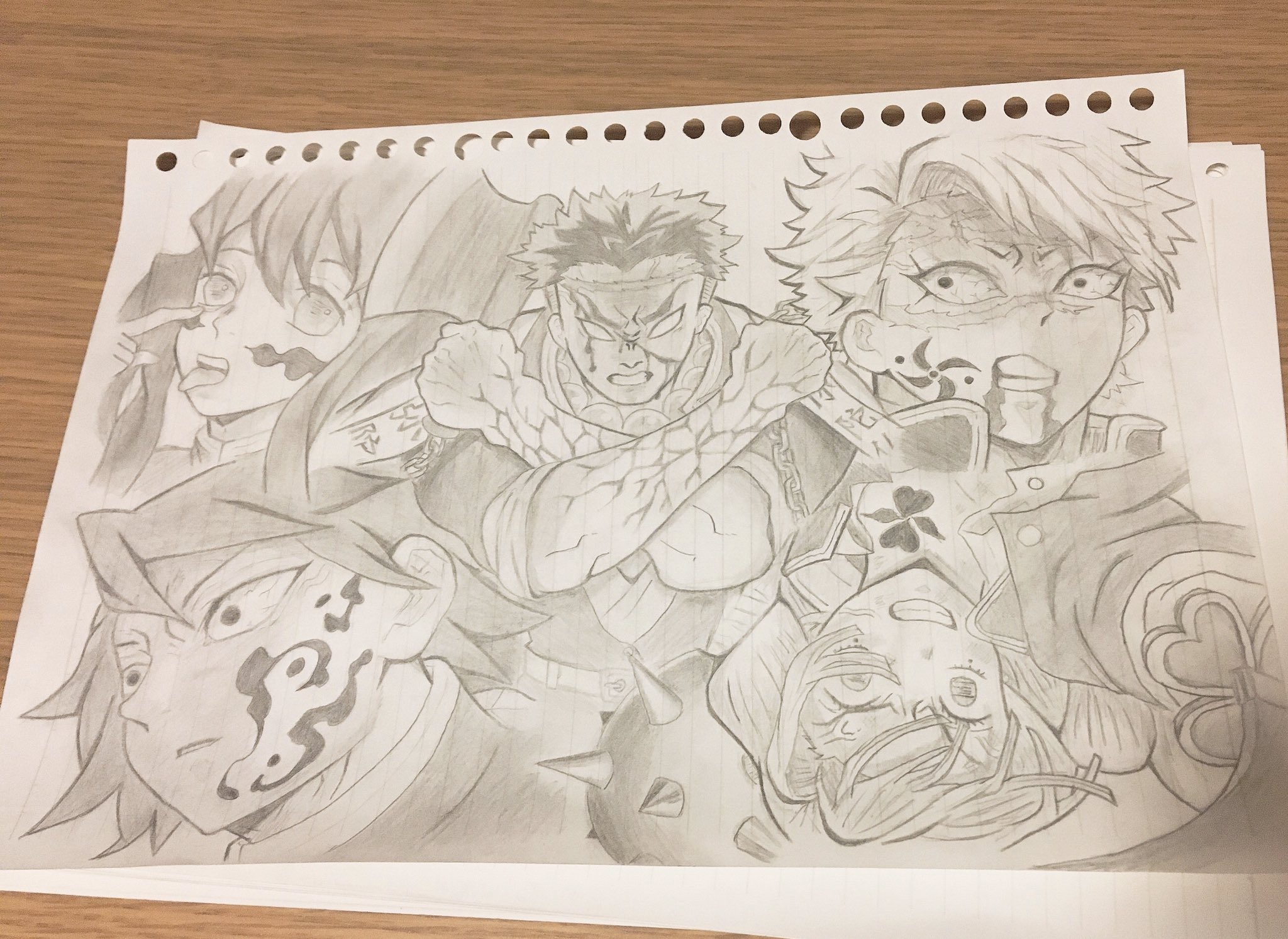 鬼滅の刃 不死川痣 手描きイラスト 色紙