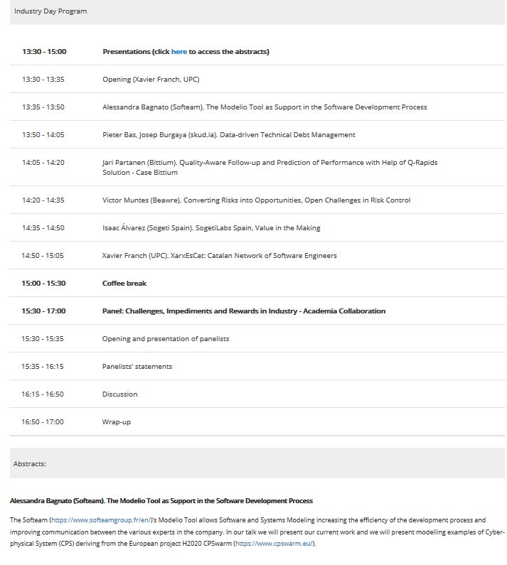 Alessandra Bagnato (@alebagnato) on Twitter photo #Modelio <a href="/modelio_org/">modelio.org</a> latest work & modelling examples of Cyber-physical System (CPS) from <a href="/EU_H2020/">Horizon 2020</a> <a href="/CPSwarm_EU/">CPSwarm</a> (cpswarm.eu) at <a href="/PROFES_conf/">@PROFES_conf</a> #PROFES'19 #Industry (Half-)Day on Wednesday 27th afternoon. Program at profes2019.upc.edu/industry-day-p…
#SoftwareDevelopmentProcess #Modelio <a href="/modelio_org/">modelio.org</a> latest work & modelling examples of Cyber-physical System (CPS) from <a href="/EU_H2020/">Horizon 2020</a> <a href="/CPSwarm_EU/">CPSwarm</a> (cpswarm.eu) at <a href="/PROFES_conf/">@PROFES_conf</a> #PROFES'19 #Industry (Half-)Day on Wednesday 27th afternoon. Program at profes2019.upc.edu/industry-day-p…
#SoftwareDevelopmentProcess