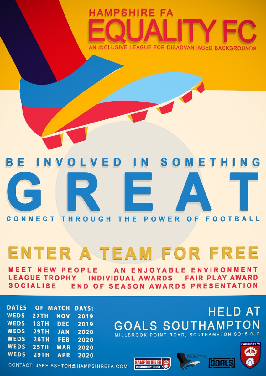 HFA Community Trust (@hampshirefa_ct) on Twitter photo EQUALITY FC 2020
<a href="/HampshireFA/">Hampshire FA</a> welcomes back the popular EQUALITY FC programme!
👉 hampshirefa.com/news/2019/oct/… EQUALITY FC 2020
<a href="/HampshireFA/">Hampshire FA</a> welcomes back the popular EQUALITY FC programme!
👉 hampshirefa.com/news/2019/oct/…