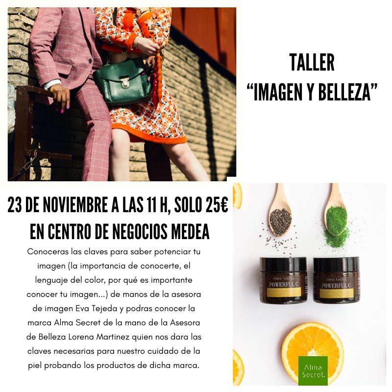 trestyle__'s tweet photo. Primer Taller de “Imagen y Estilo” en #badajoz Reserva tu plaza. #imagenpersonal #formacion #belleza #almasecret #trestyle #fashion https://t.co/Fxa47nY6dn