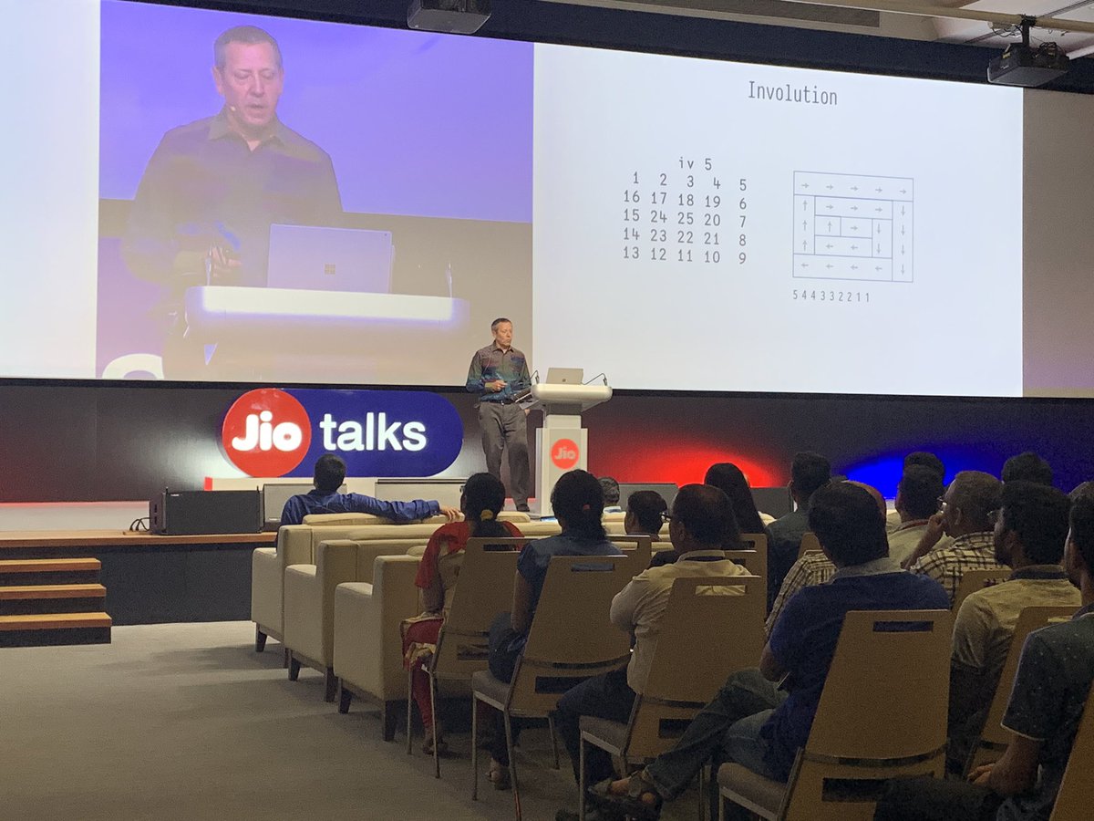 JioTalks's tweet image. Why #ArrayProgramming?

Watch @mkromberg LIVE on jiotalks.com
. 
.
#programming #apl #dyalogapl #dyalog #functionalprogramming 
@dyalogapl #MorternKromberg #AaronHsu #APL #FP