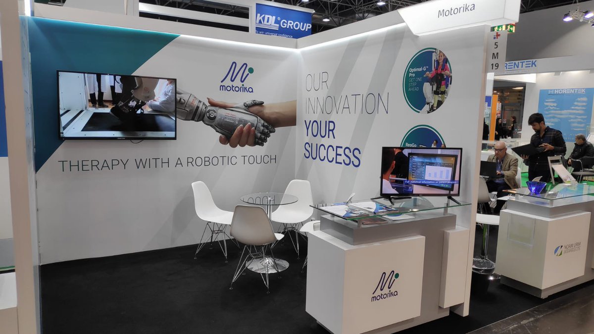 MotorikaM's tweet photo. Impressive #MEDICA2019! With over a million patient therapy sessions worldwide completed, come and say hello to hear our latest progress - Hall 5 Stand M19. #robotic #rehabilitation #optimalgpro #reogo
@MEDICATradeFair @IsraelExport @DinHadass https://t.co/i3tanjR9pa