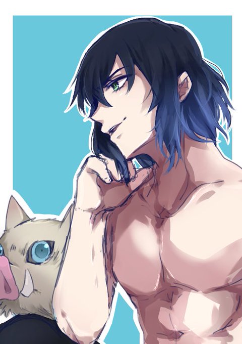 マイケル　ステッカー販売中(*^▽^*)さんがTwitterに投稿した嘴平伊之助(鬼滅の刃)のイラスト。