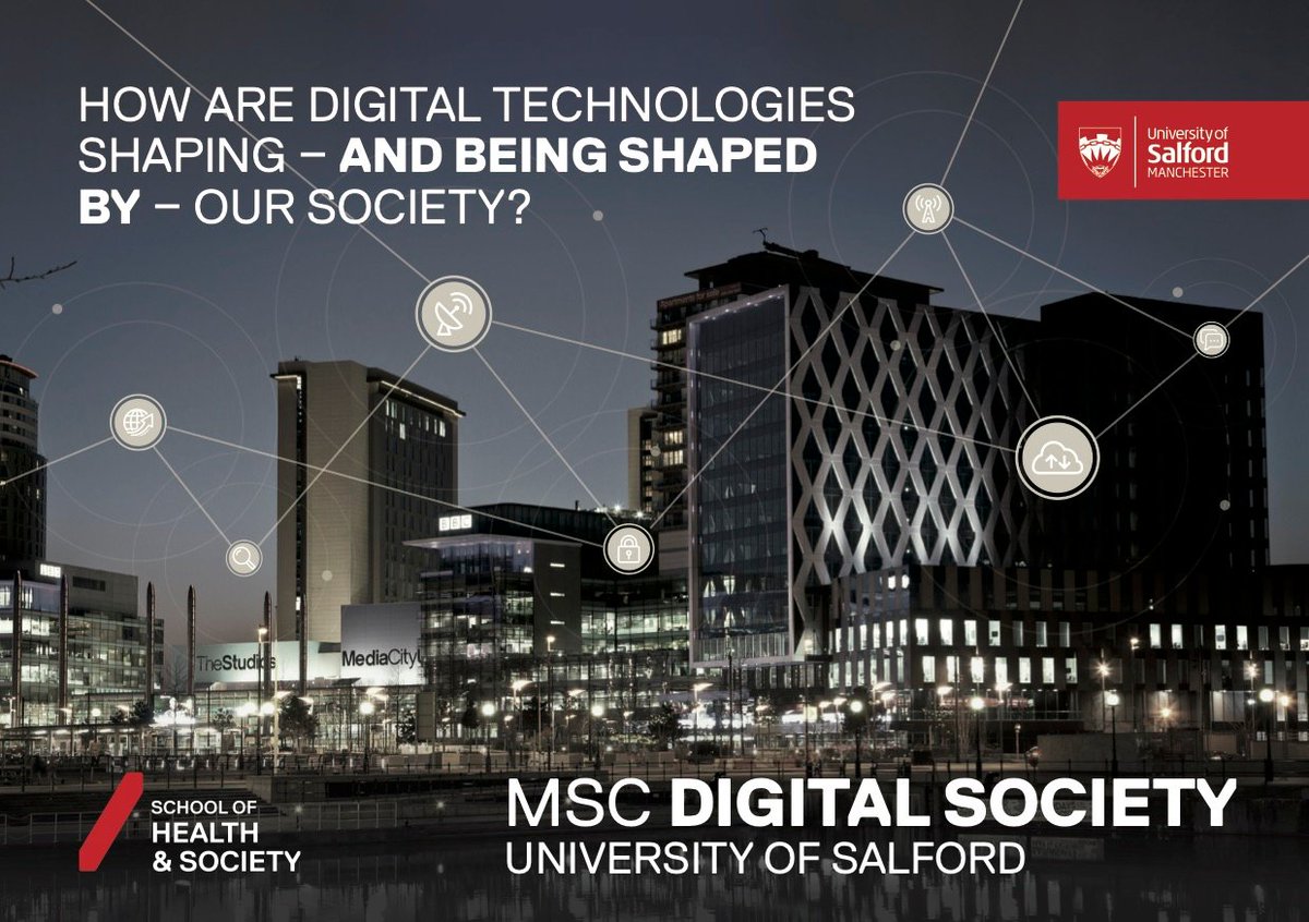 Thinking about studying for a masters degree? Interested in the various ways new technologies are changing society? 

Join us for our Open Day to find out more about how you can respond to a world undergoing digital transformation. 27 Nov. Register here:

beta.salford.ac.uk/postgraduate/o…