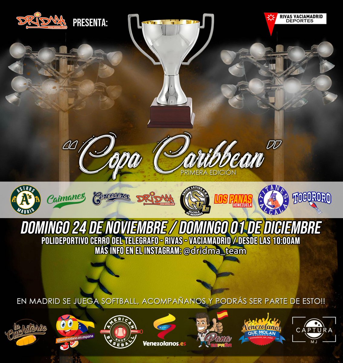 AlcalaTitanes's tweet photo. Te invitamos los días 24 de noviembre y 01 de diciembre al campo de Béisbol y Sóftbol de Rivas Vaciamadrid a disfrutar dos días  extraordinarios de este deporte, te esperamos!!!
@AytoAlcalaH @ppdealcala @misoldib @EmbRDMadrid @USembassyMadrid @EmbVZLA_enEsp @DreamAlcala https://t.co/SIILubBhTO