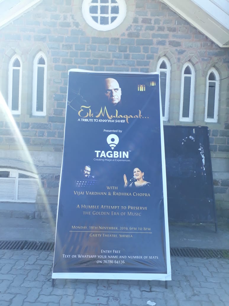EMulaqaat's tweet photo. ‘Ek Mulaqaat’- A tribute to Khayyam Saheb with Vijai Vardhan &amp; Dr Radhika Chopra
Gaiety Theatre- Shimla

#EkMulaqaat #Khayyam #Poetry #Music #LiveEvent https://t.co/mNaR2MIsFu