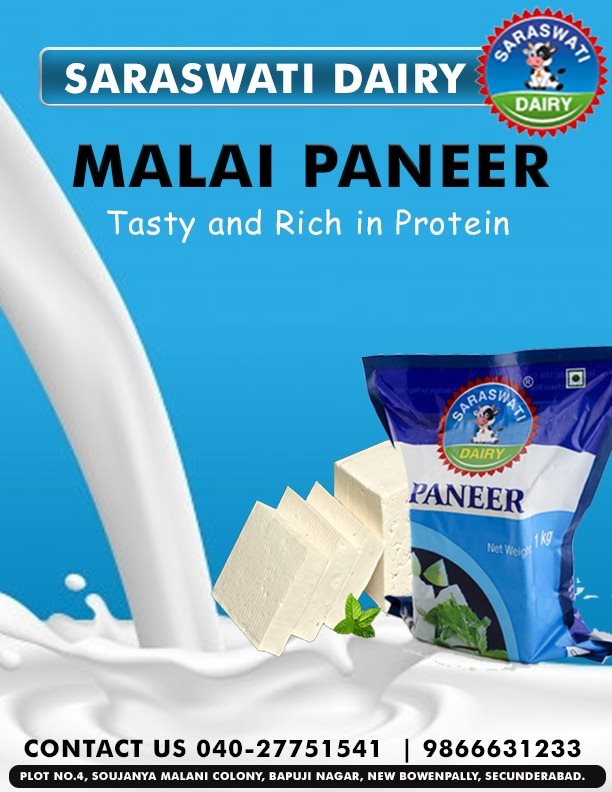 Malai Paneer - Tasty & Rich in Protein.

#dairy #mailaipaneer #food #vegetarian #foodie #recipe #paneerlover #kitchen #Foodiechats #paneertikka #saraswati #paneerlove

Visit us @ saraswatidairy.biz