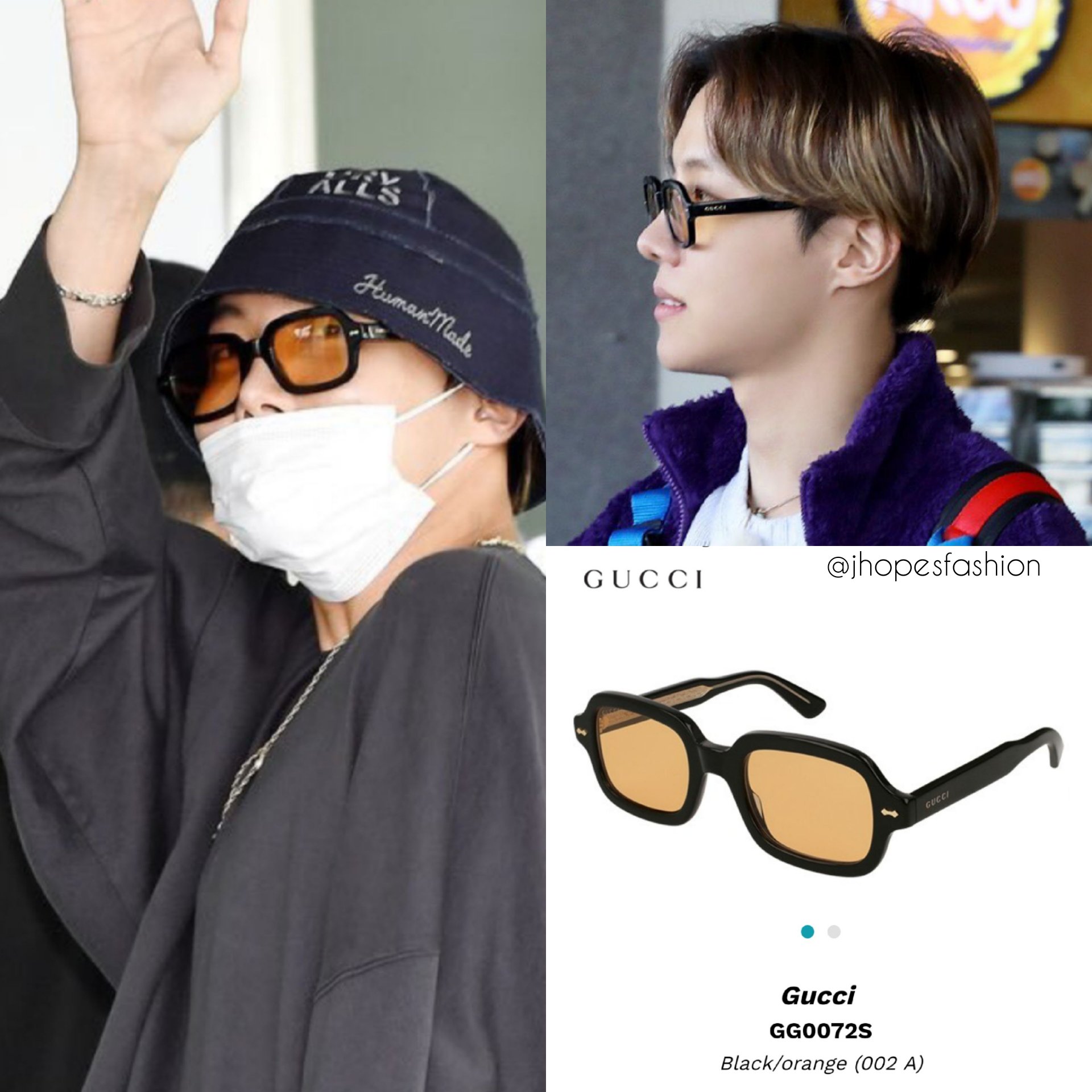 j-hope's closet (rest) on X: Jhope's Gucci sunglasses orange tinted Bon  Voyage photos 191118 & 190819 airport #Jhope #제이홉 #Jhopefashion   / X