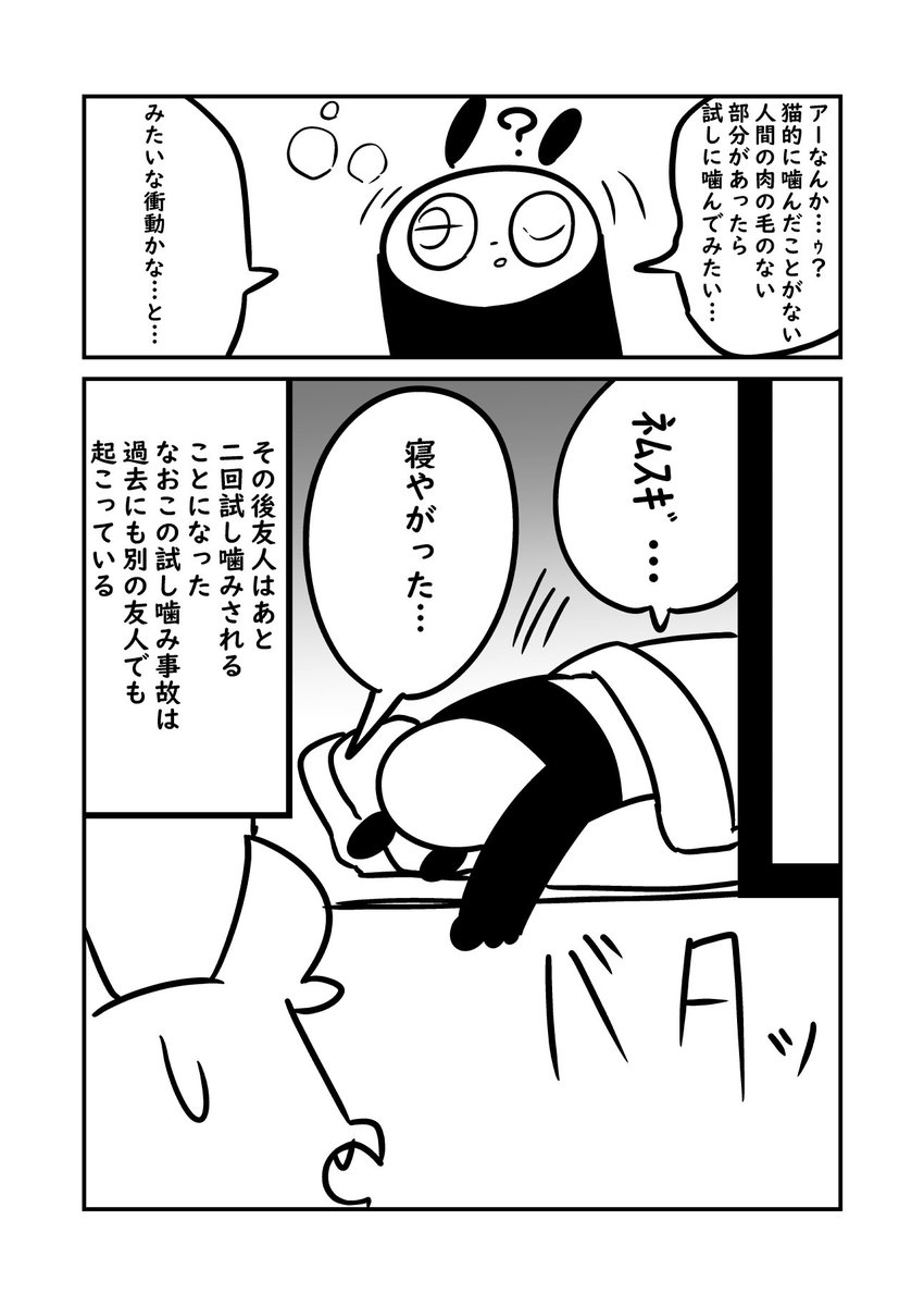 猫漫画 知らない人に対して猫が試しに一口噛んでみるって行為をする #ぬら次郎日記 