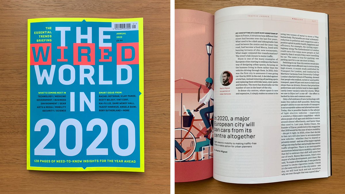IndexVentures's tweet photo. In 2020, a major European city will ban cars from its centre altogether, Index partner @martinmignot writes in The Wired World 2020 by @WiredUK.
"Only a full embrace of new technology will make this radical shift possible." https://t.co/kZfUDkTkcJ