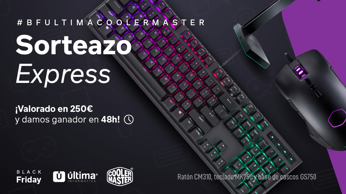 Ultima_Oficial's tweet photo. 🖱️ ¡SORTEAZO EXPRESS PACK @CoolerMasterEs ! 🖱️

Faltan 6 días para el Black Friday Última📦

✅Sigue a @Ultima_Oficial y @CoolerMasterEs  
✅Menciona a un amigo con #BFultimaCoolermaster
✅RT al tweet

Ganador este Miércoles 20 a las 23h 🇮🇨 

+info 👉https://t.co/VuU8RT10A6 https://t.co/Rq4j4WM63l