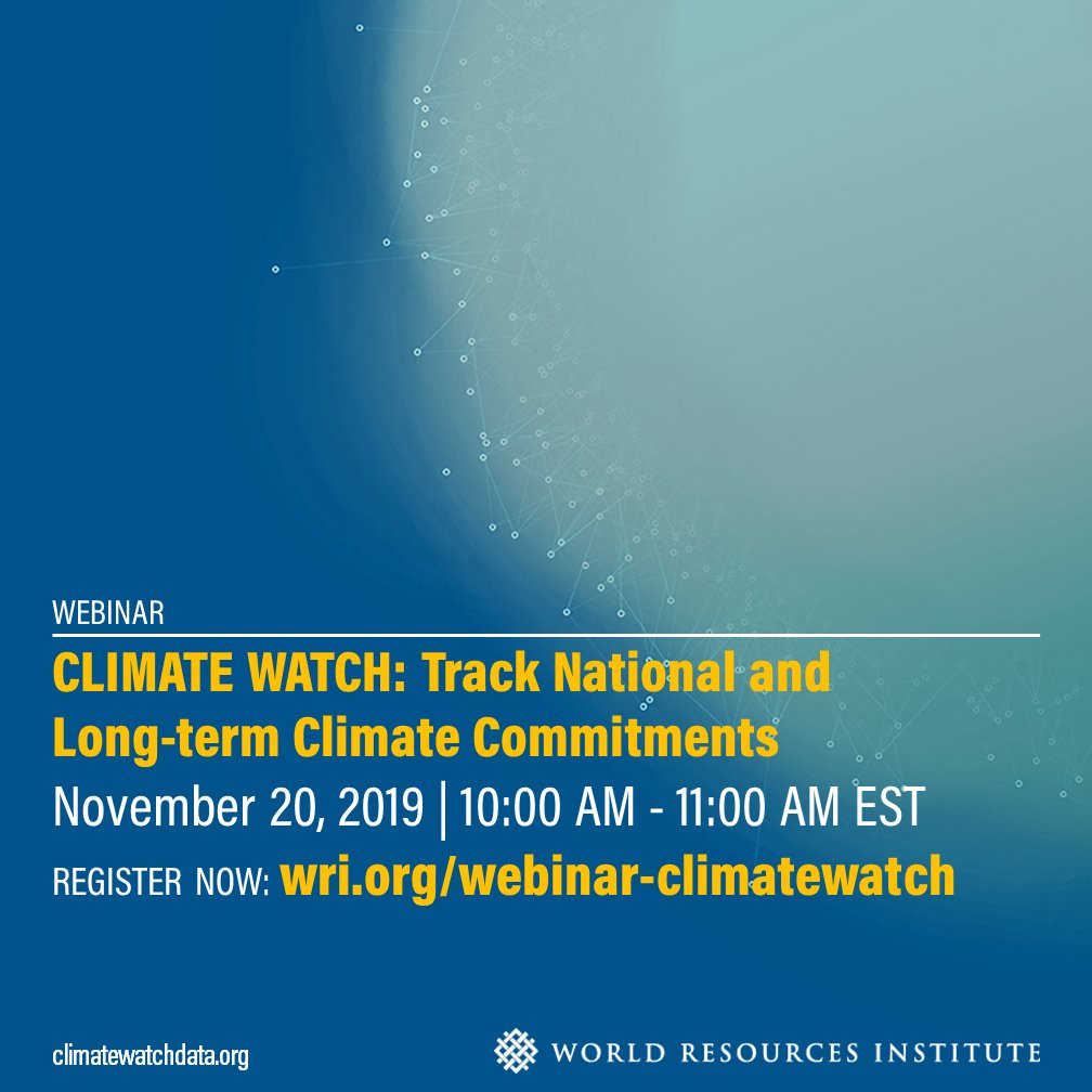 WRIClimate's tweet photo. Interested in learning more about national climate commitments and how to track those commitments going into 2020? Join our 11/20 #webinar to hear from experts and learn about #ClimateWatch tracking tools. Register: https://t.co/yBOudTPcKi

Climate Watch: https://t.co/oqEoCGIchG https://t.co/sTvmBYXHbv
