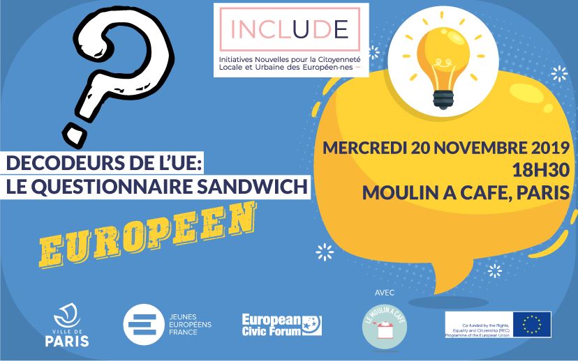 [MERCREDI 20.11 - 18h30]
Venez découvrir l'Europe en vous amusant mercredi au 
<a href="/moulinacafe/">Le Moulin à café</a> ! 
Des questions pas écrites par Alain Chabat, un plateau pas copié de TMC et des invités pas du tout connus ! Alors venez, ça va être bien ! 
Des🎁 sont à gagner !