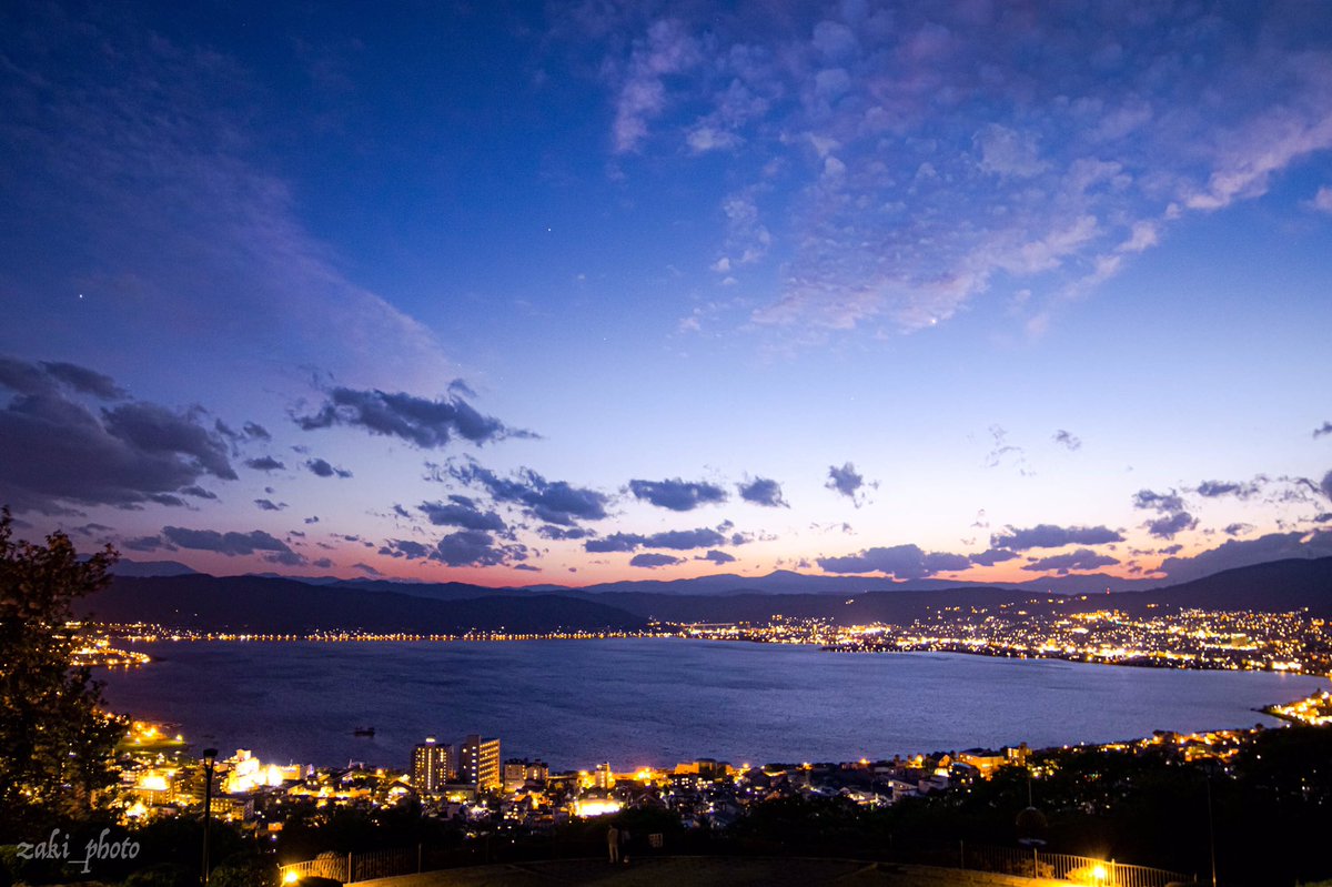 ざきphoto 君の名は みたいな景色が見える街 この街で生まれたかった 長野県 諏訪市 立石公園から撮影