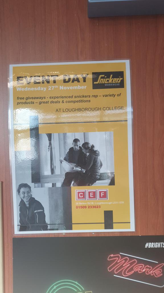 LouColl_Sparkys's tweet photo. Posters are up and all ready for our electrical event on November 27th @Lborocollege @cefonline @SnickersWw_UK  #electrical #MondayMotivation #MondayThoughts https://t.co/F4pNQFG66r