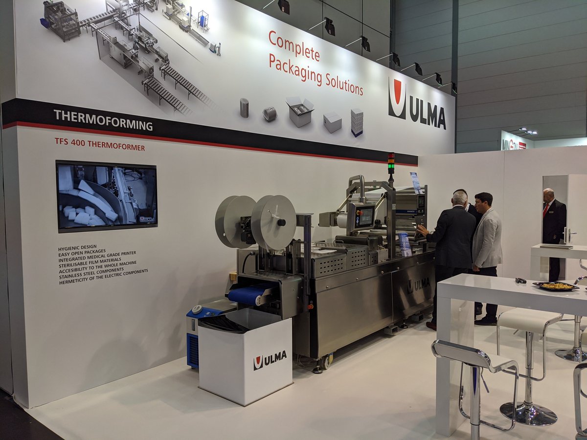 ulmapackaging's tweet photo. Hoy comienza la feria @Compamed donde presentamos nuestras últimas soluciones para el sector médico. Visítanos en el Hall 8A Stand C01. #ULMAPackaging #ULMAmedical #Medical #TFS400 #FM300 https://t.co/mYaN6PgjBJ