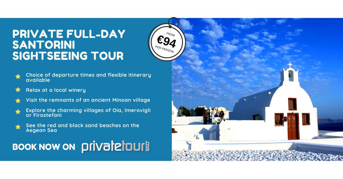 Private Full-Day Santorini Sightseeing Tour, from only € 94 per person! Full details &amp; book here: bit.ly/FullDaySantori…

#santorini #greece #daytour #tourism #travel #winery #aegeansea #privatetour