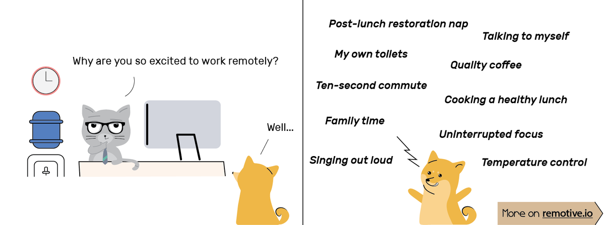 remotiveio's tweet photo. Why are you so excited to work remotely? https://t.co/2lwPH77OVT